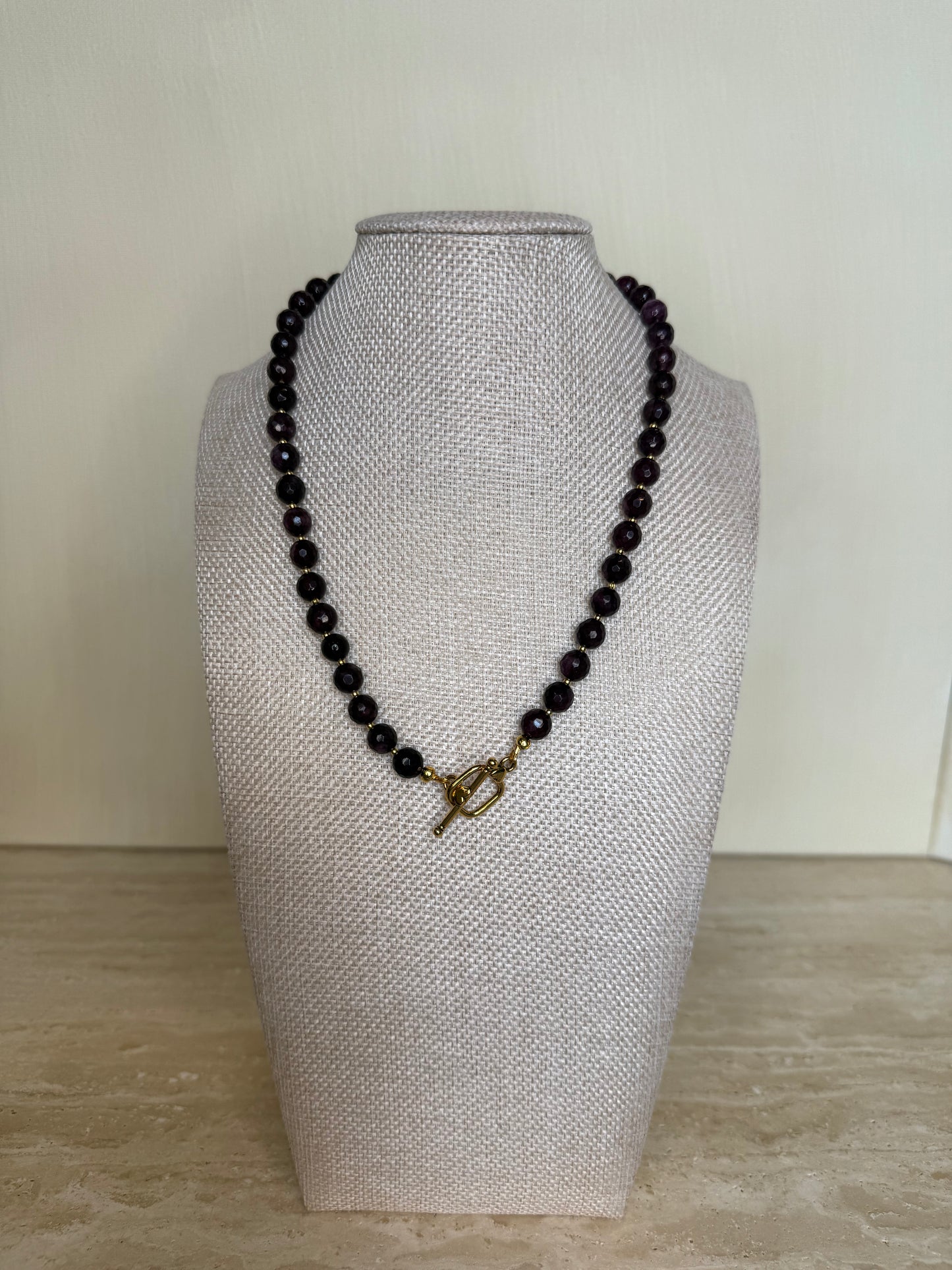 Purple Dragon Vein Agate Necklace - Gold Plated