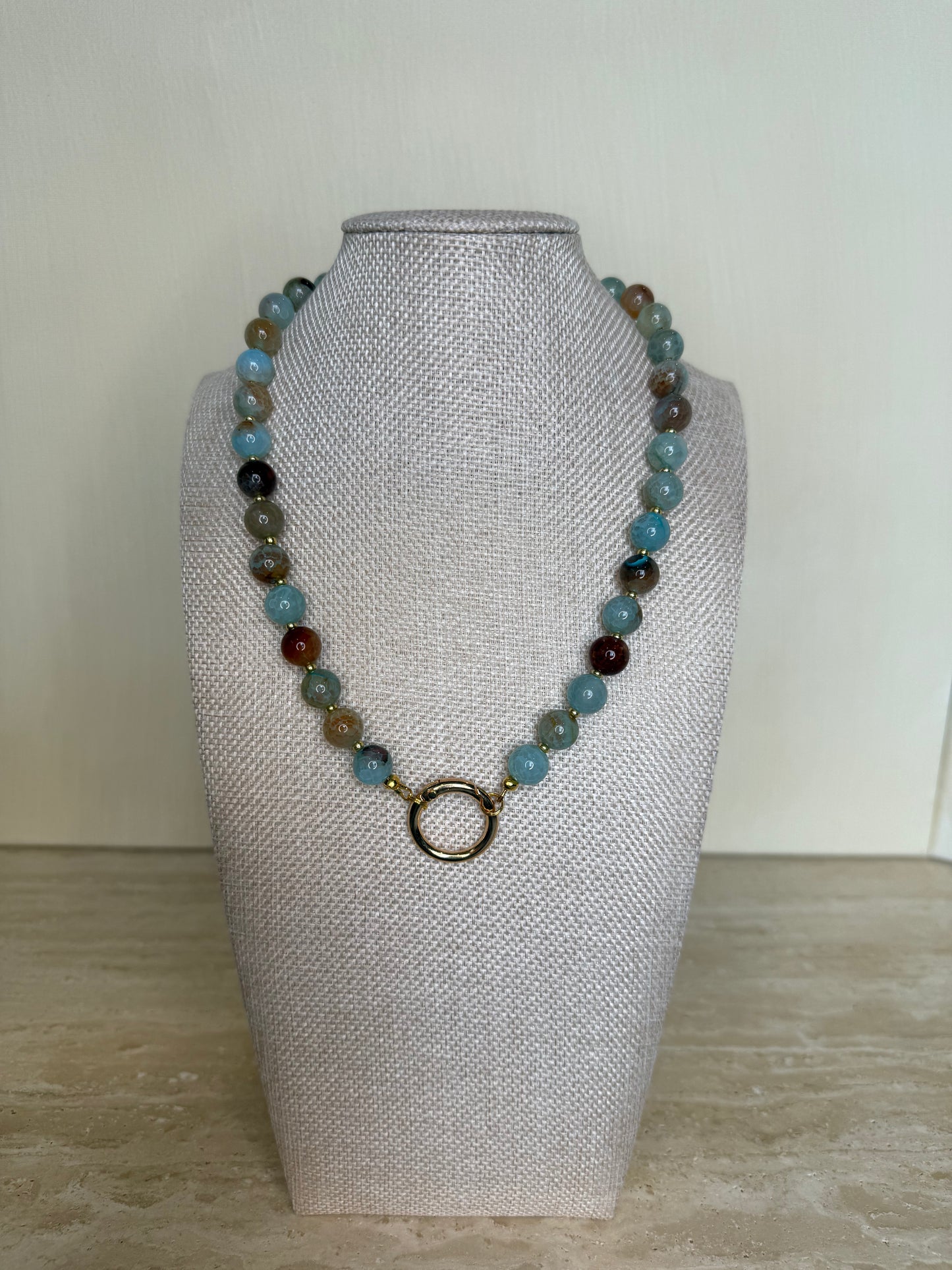 Carribean Agate Necklace - Gold Toned