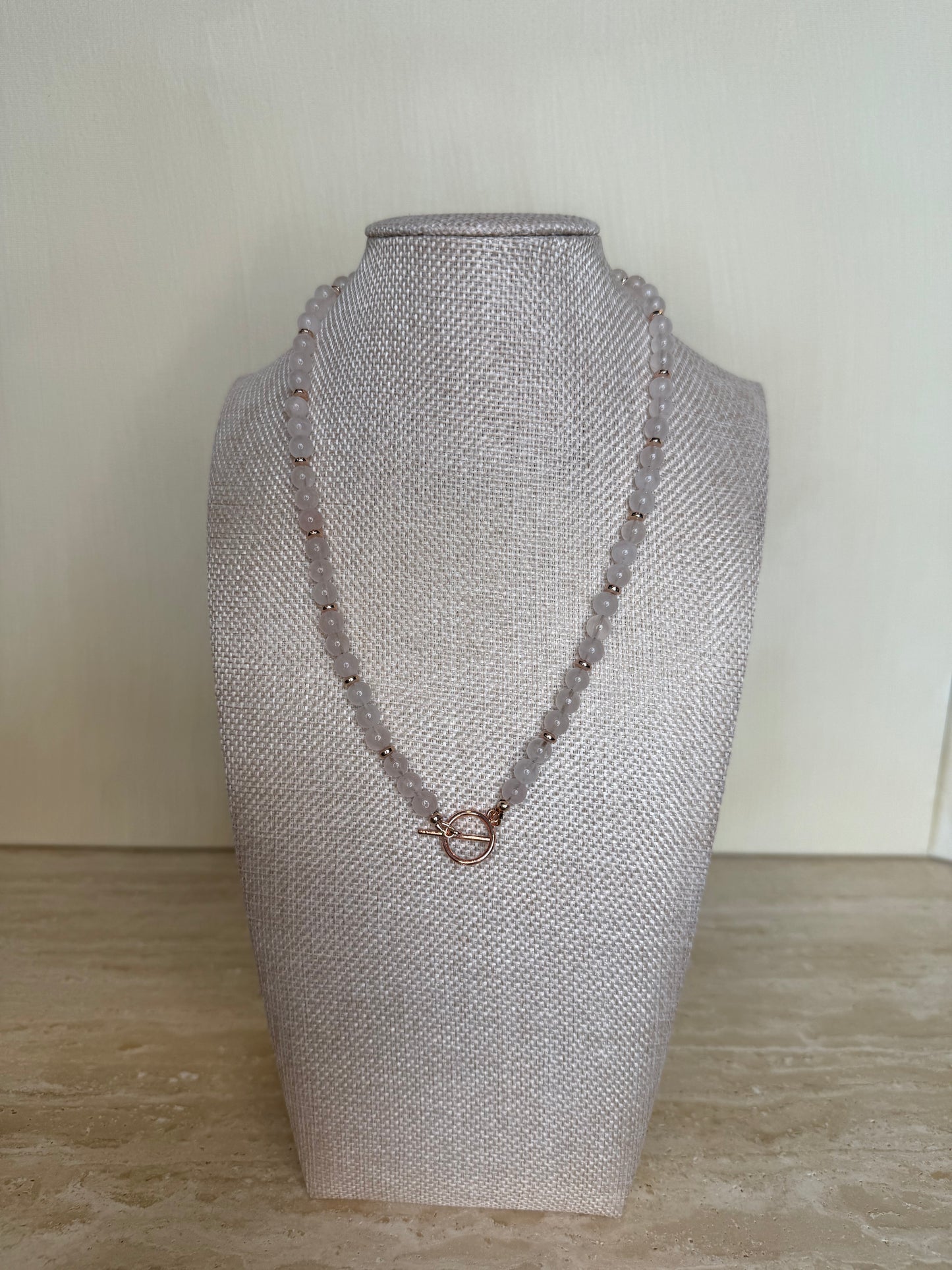 Rose Quartz Necklace - Rose Gold Toned