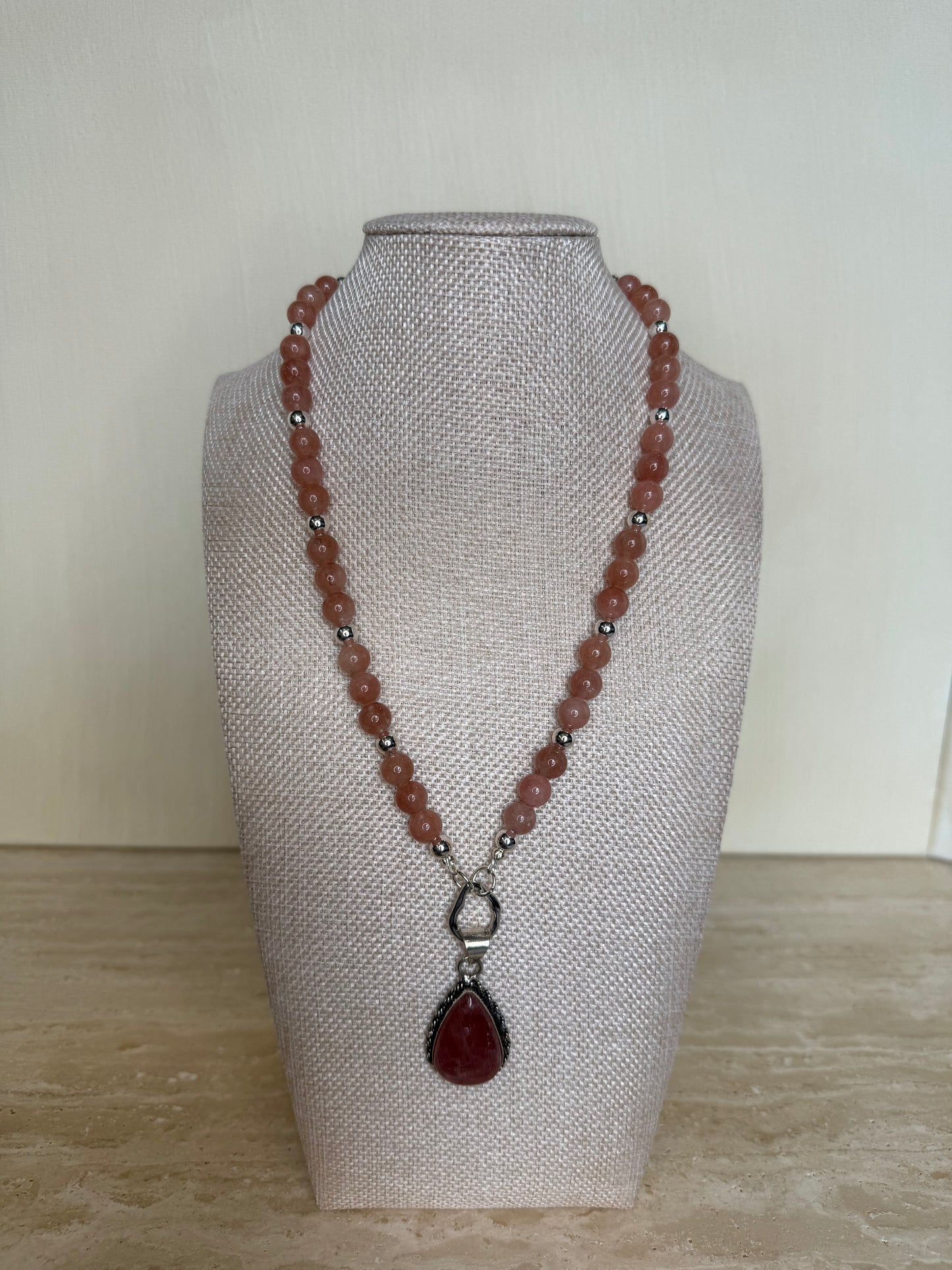 Sunstone Necklace and Pendant - Silver Plated