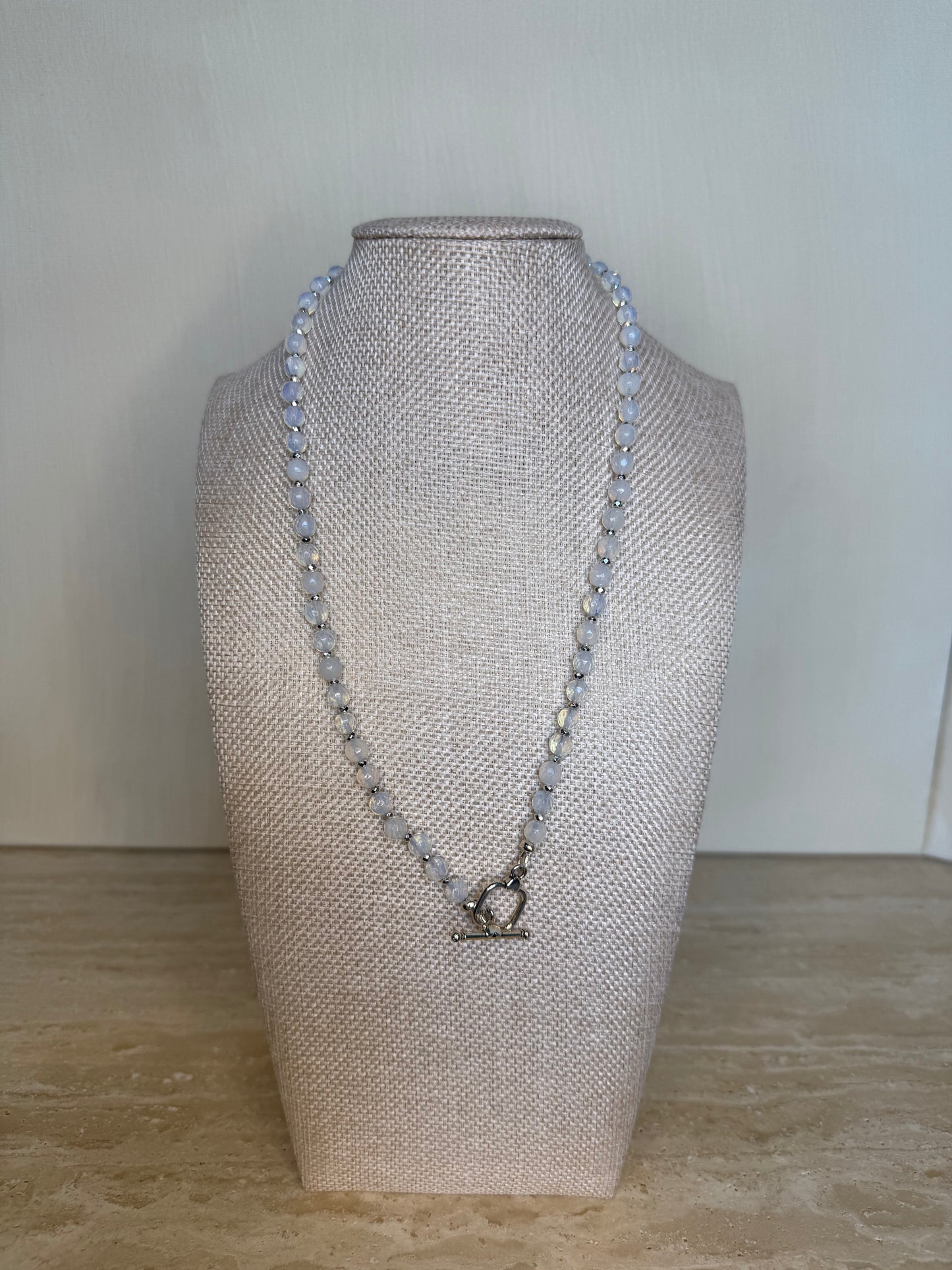 Sri Lankan White Moonstone Necklace - Silver Plated