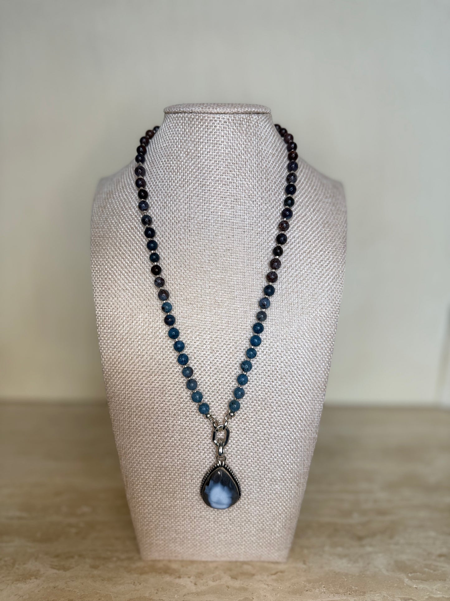 Ohwyhee Blue Opal Necklace and Pendant - Silver Plated