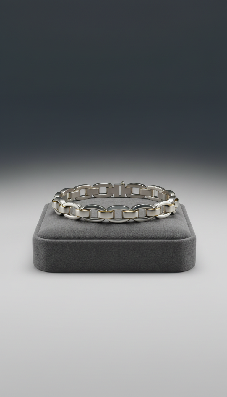 Platinum Link Bracelet with Signature Clasp