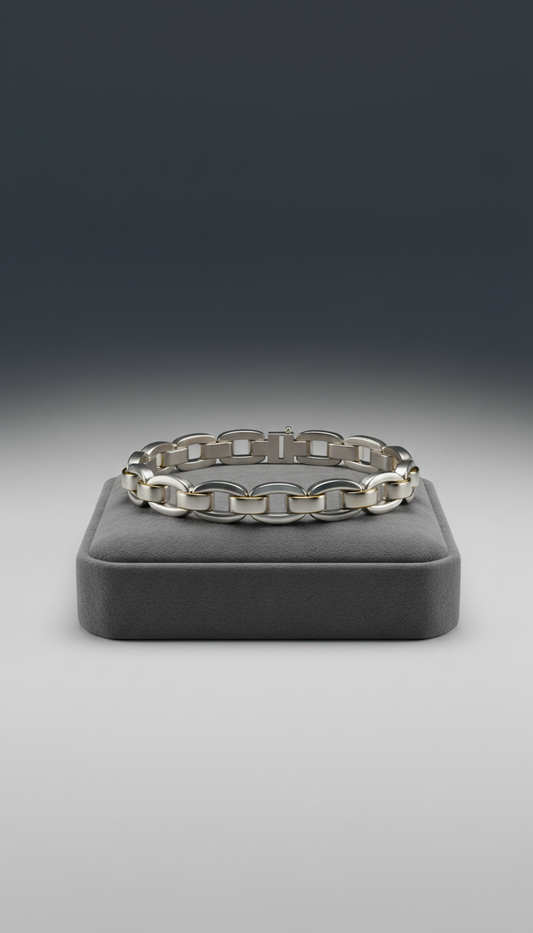 Platinum Link Bracelet with Signature Clasp