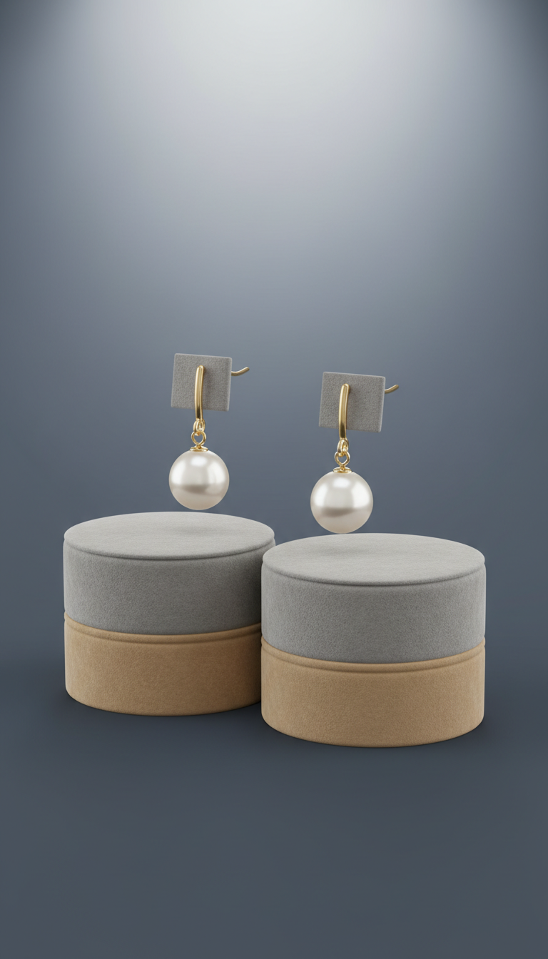 Gold Pearl Drop Earrings with Natural Luster