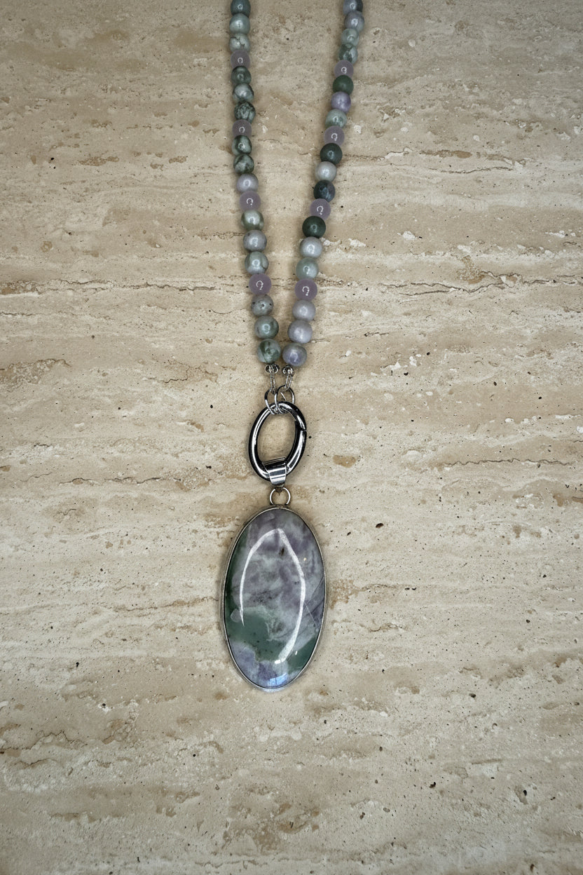 Peace Jade Necklace and Pendant - Silver Plated
