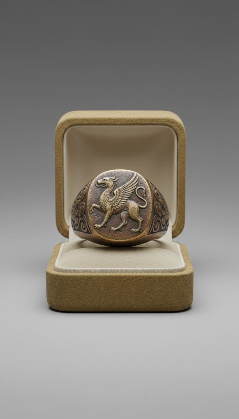 Antique bronze signet ring