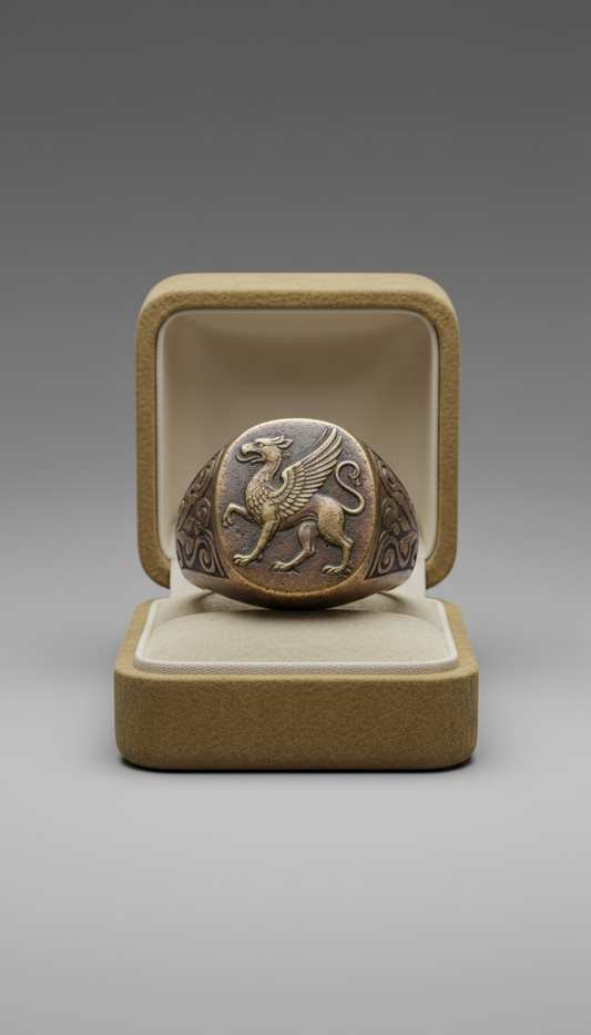 Antique bronze signet ring
