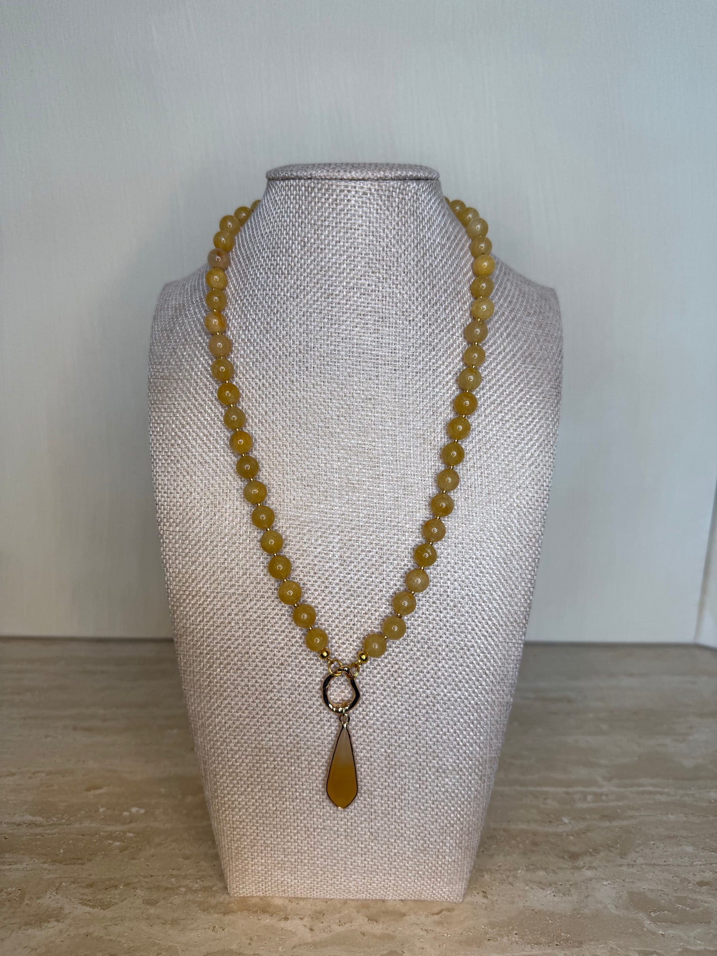 Honey Calcite Necklace and Pendant - Gold Plated