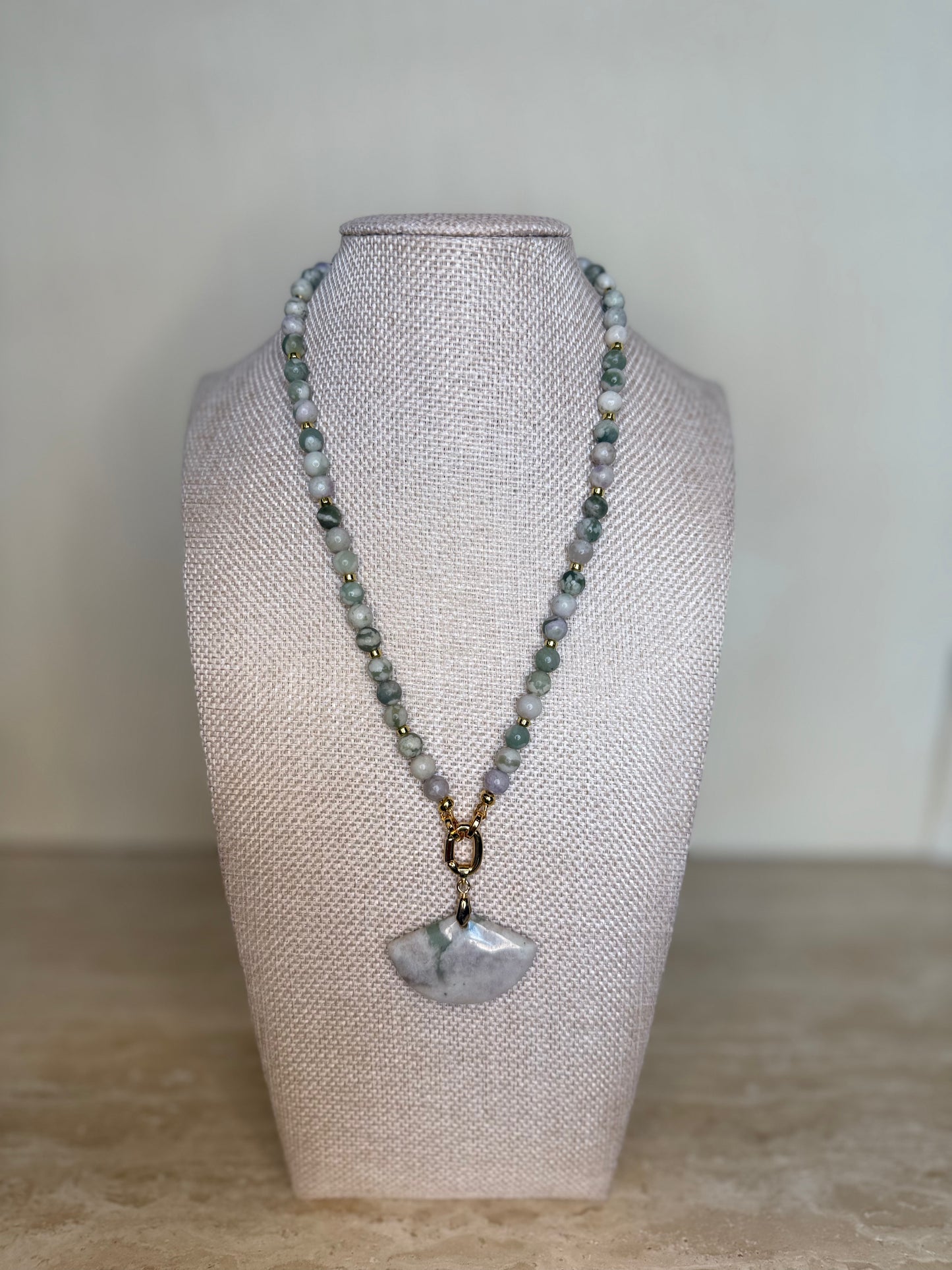 Peace Jade Necklace and Pendant - Gold Plated