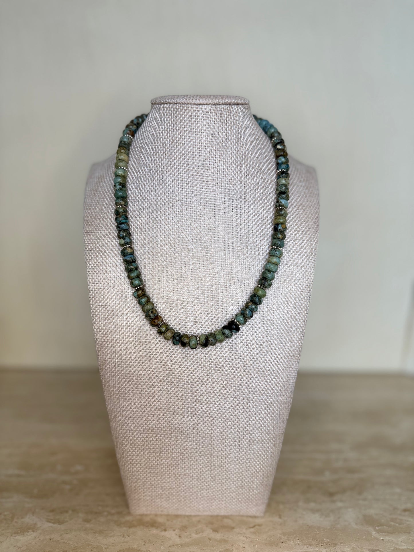 African Turquoise Necklace - Gold Toned