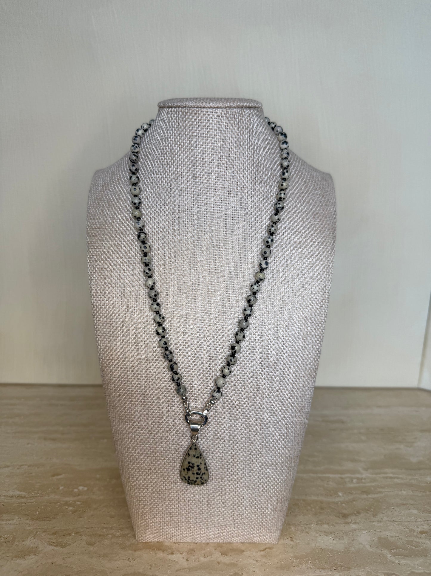 Dalmation Jasper Necklace and Pendant - Silver Plated