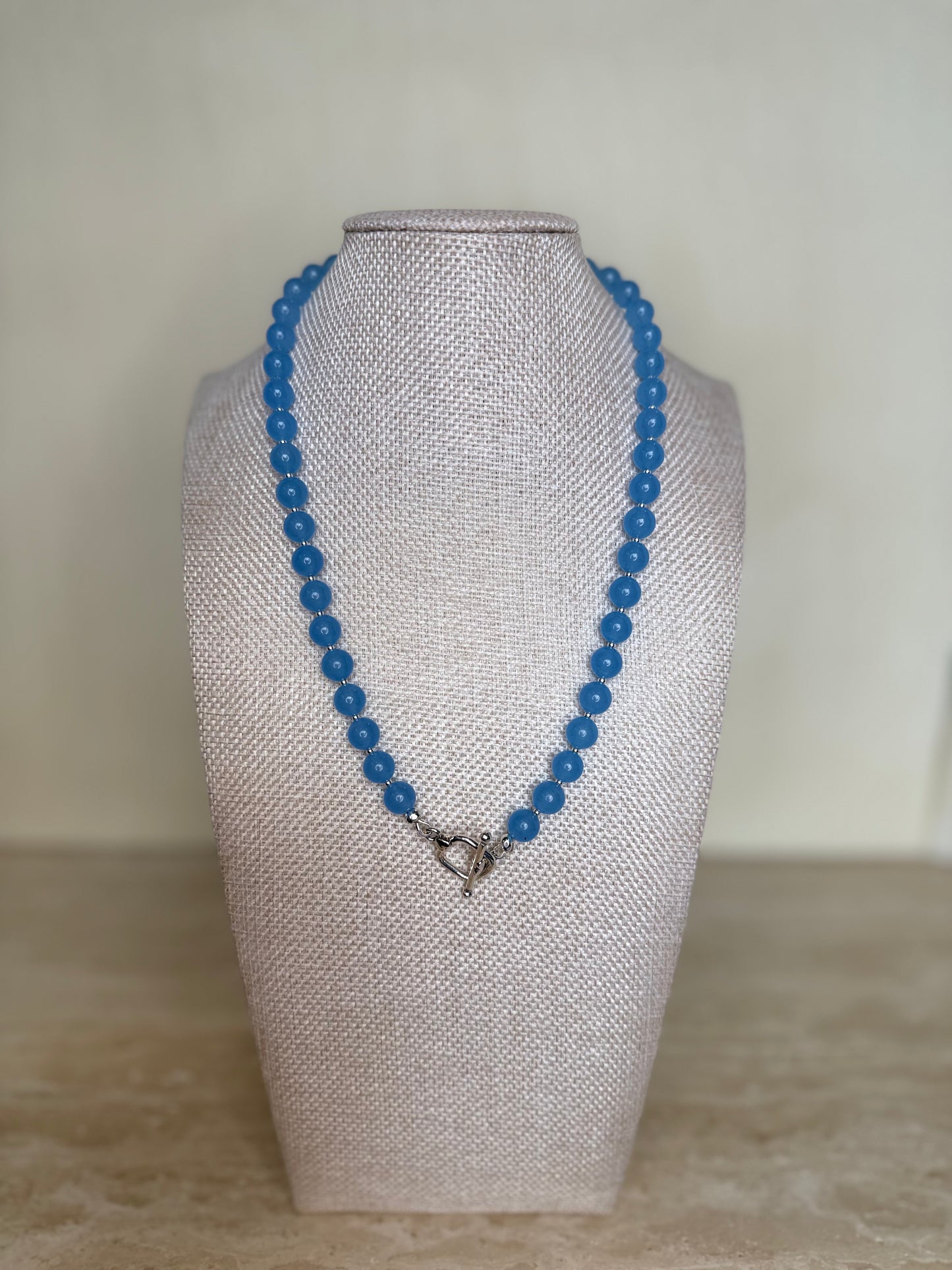 Blue Chalcedony Necklace - Silver Plated