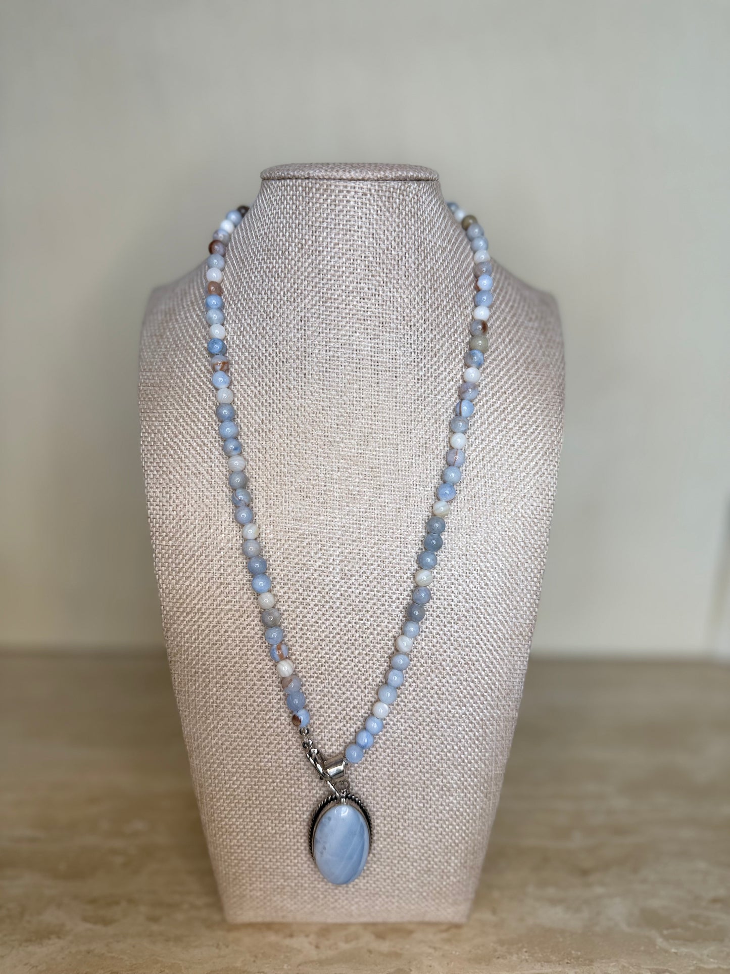 Ohwyhee Blue Opal Necklace and Pendant - Silver Plated