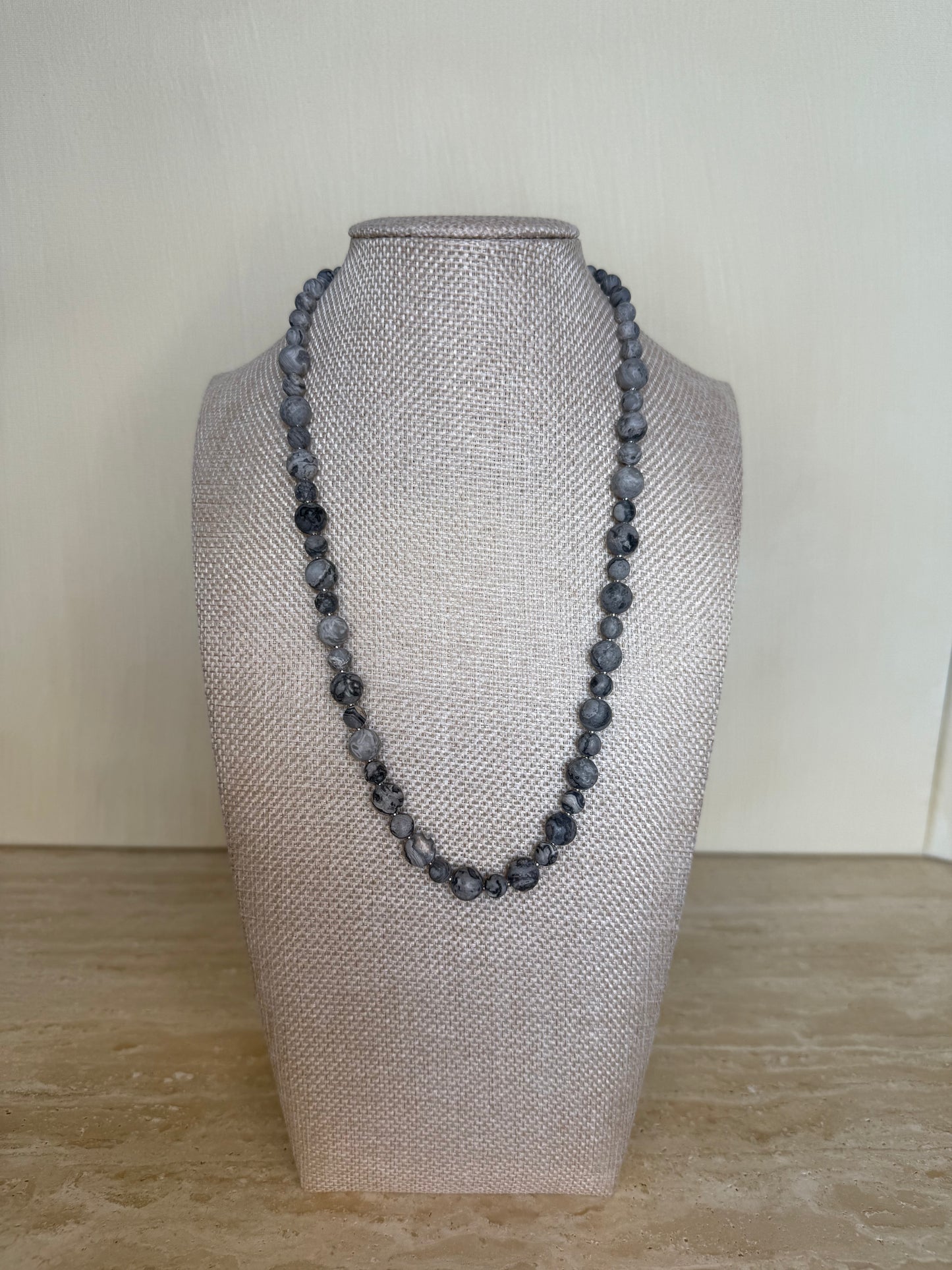 Picasso Jasper Necklace - Silver Toned