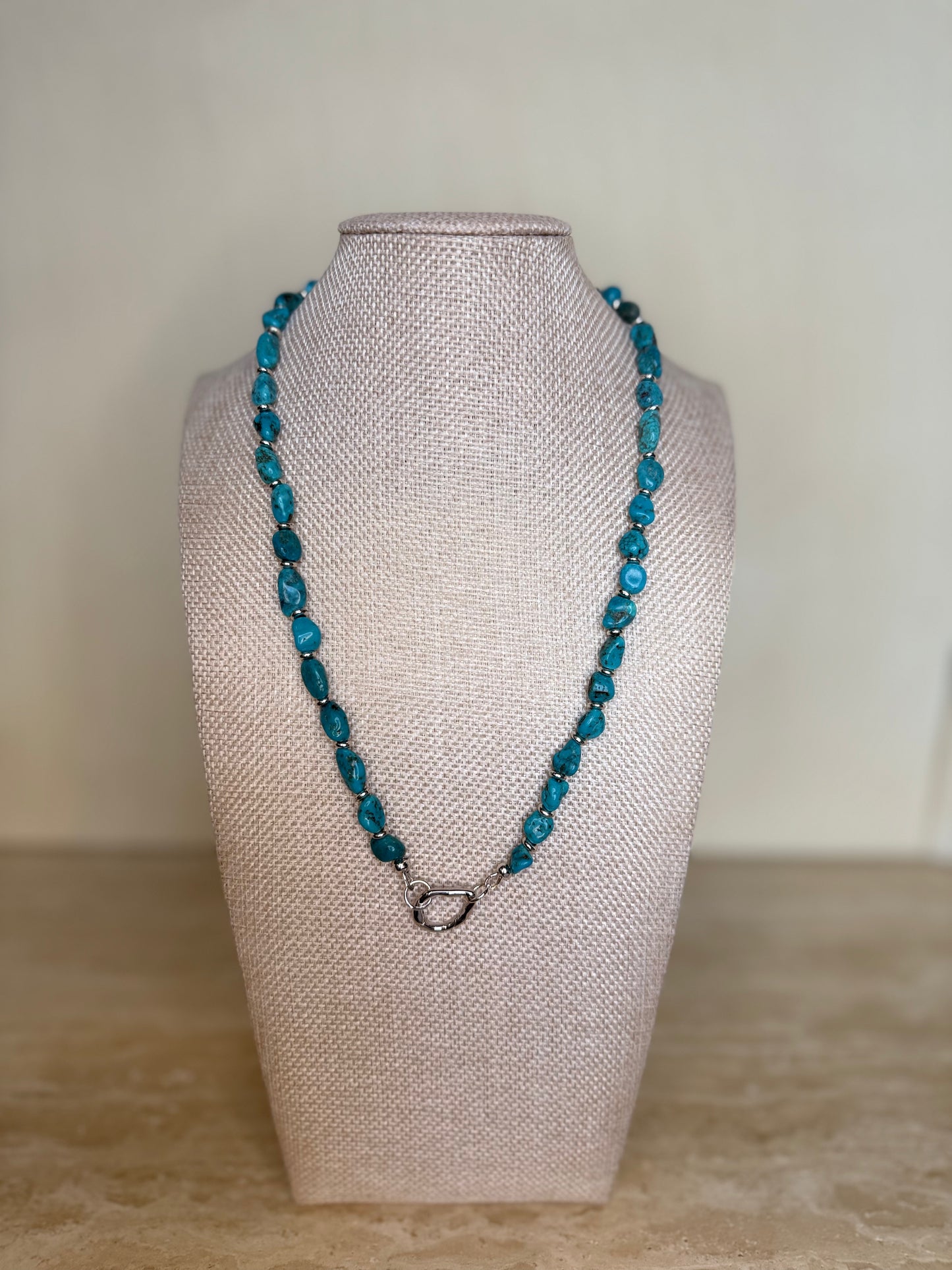 Genuine Turquoise Necklace - Silver Plated
