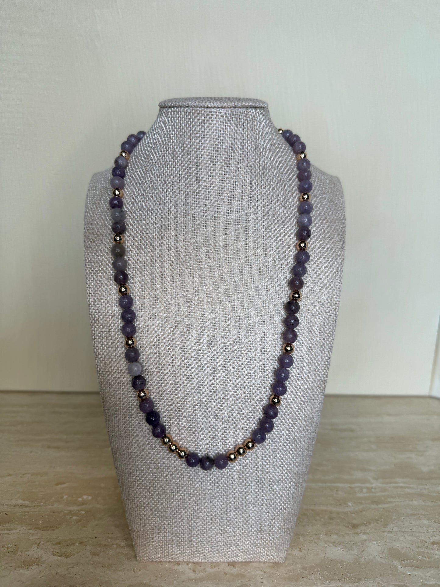 Lepidolite Necklace - Gold Toned