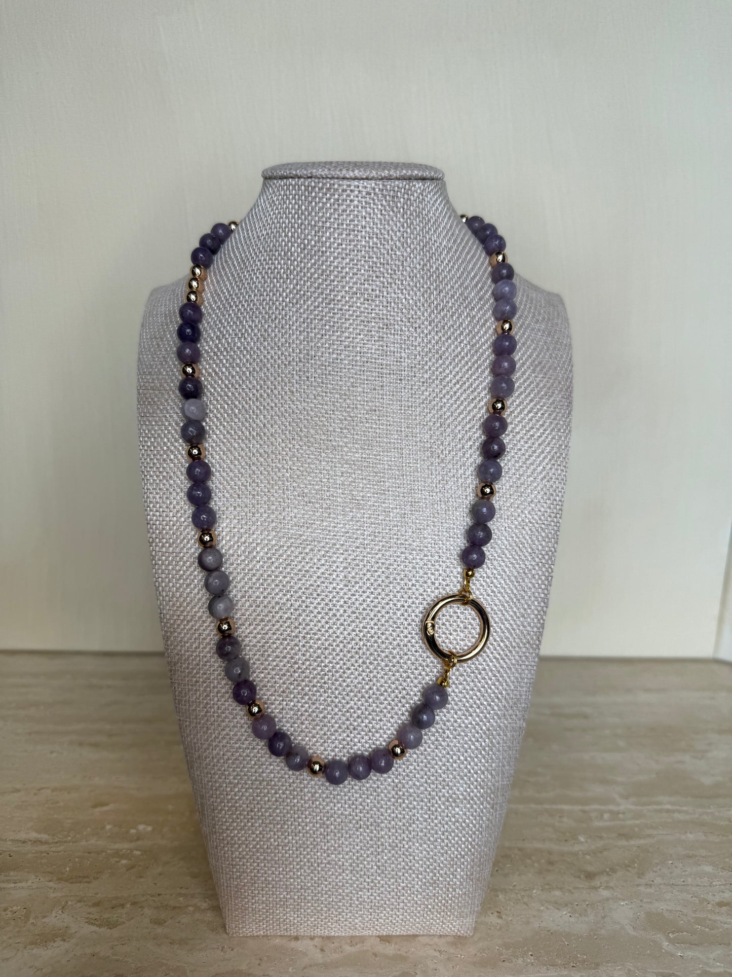 Lepidolite Necklace - Gold Toned