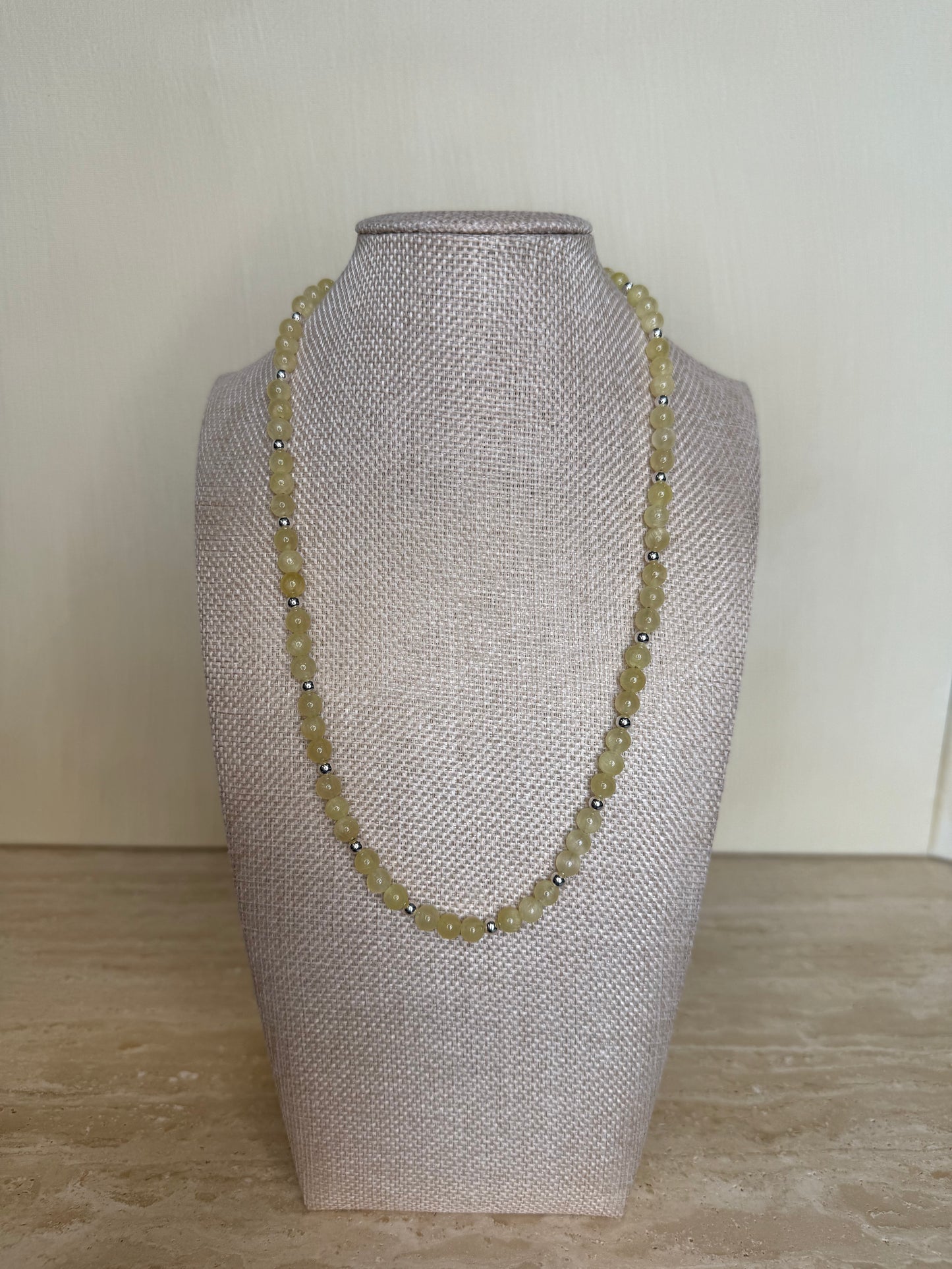 Golden Silk Jade Necklace - Silver Plated