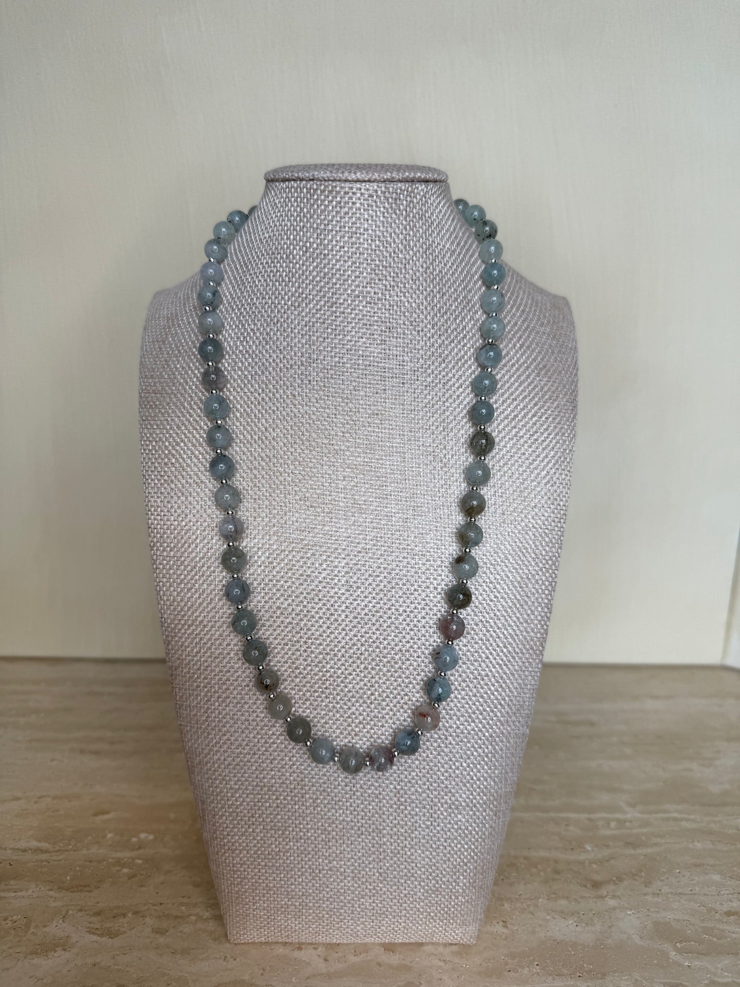 Aquamarine Necklace - Silver Plated