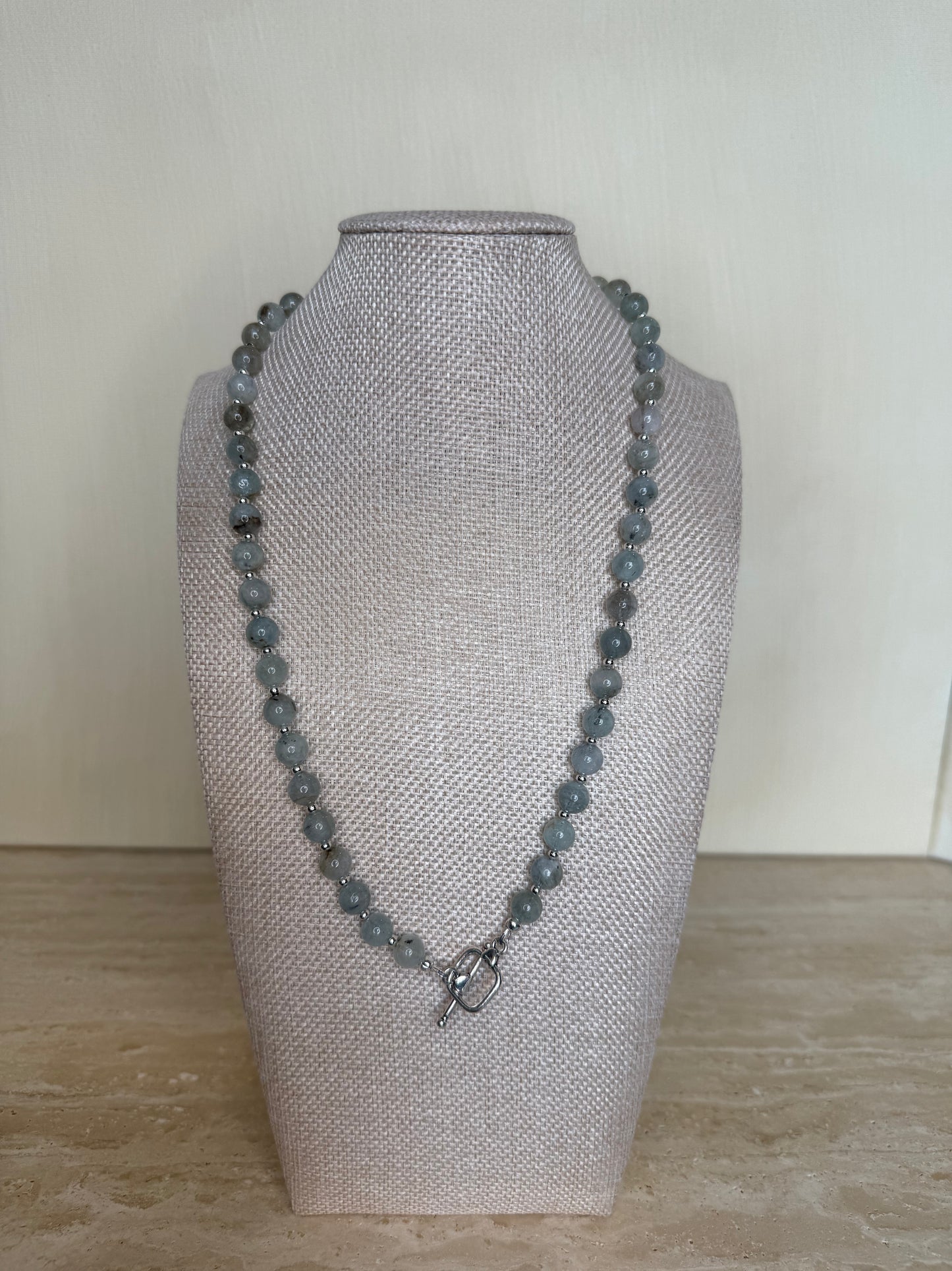 Aquamarine Necklace - Silver Plated