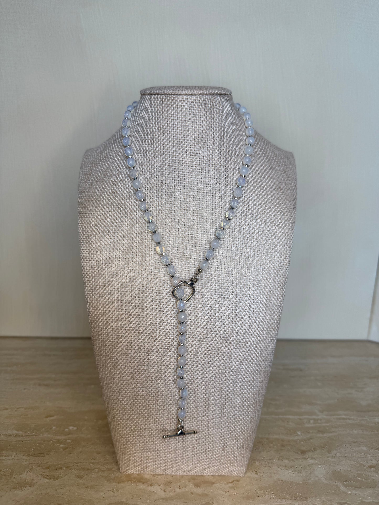 Sri Lankan White Moonstone Necklace - Silver Plated