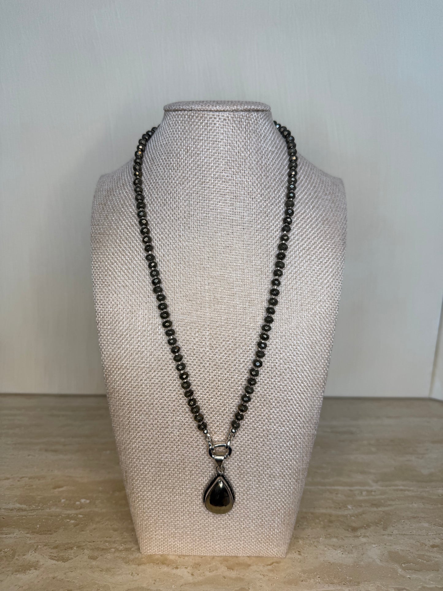 Golden Apache Pyrite Necklace and Pendant - Silver Plated