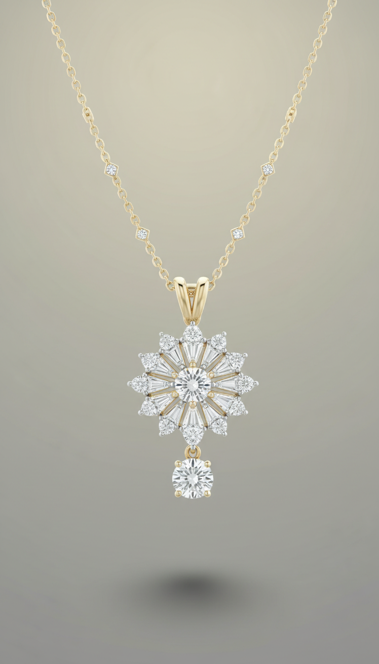Ivory gold diamond pendant necklace